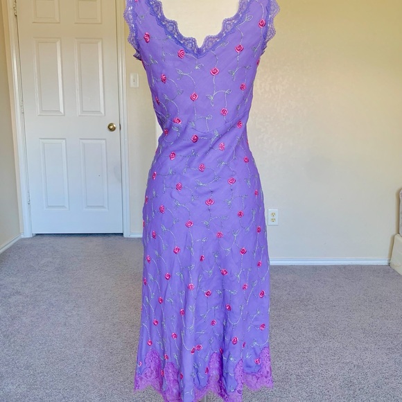 Vintage Betsey Johnson Purple Floral Lace Dress - Picture 4 of 6